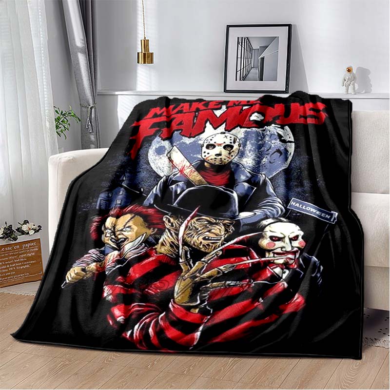 Одеяло с персонажем фильма ужасов, одеяло с изображением мультфильма «Джейсон Фрайдей», фланелевое одеяло на Хэллоуин для спальни, гостиной, дивана
