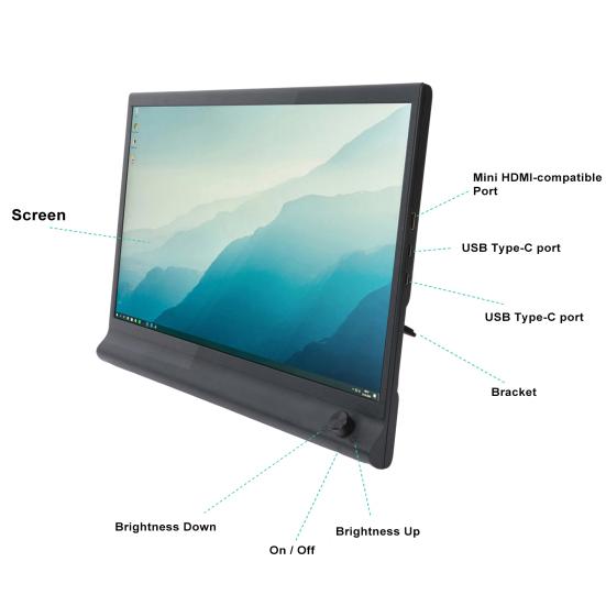 15.6-inch FHD IPS Laptop Expansion Screen 1080P High Clarity Portable School Work Entertainment Expansion