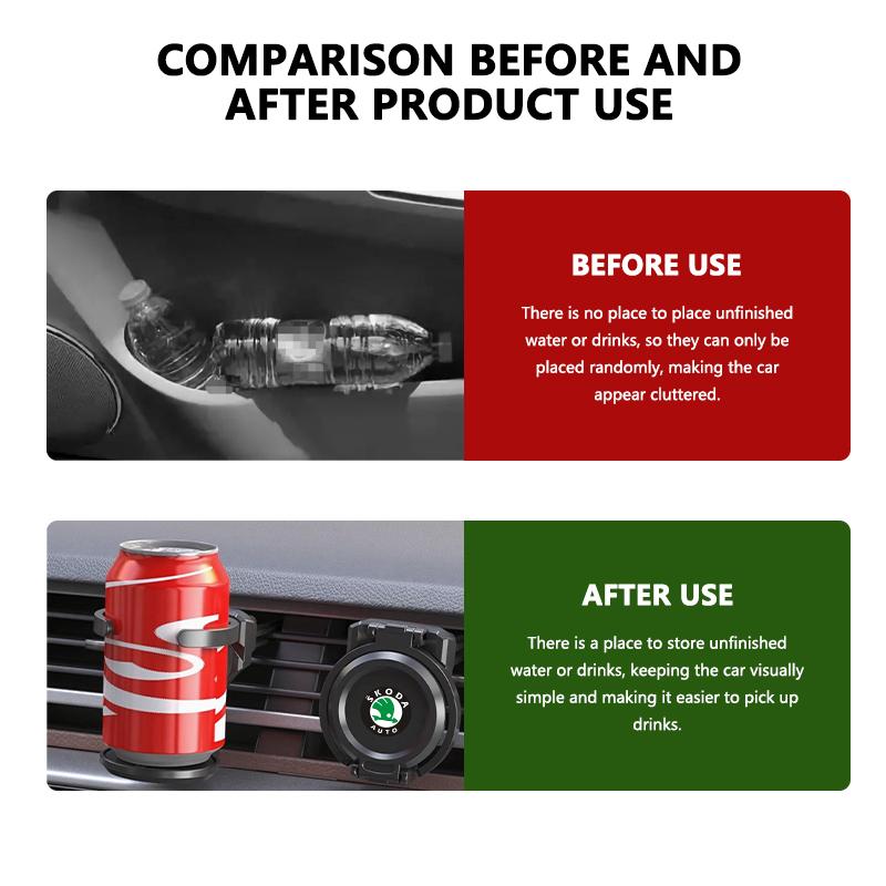 Car Air Outlet Folding Drink Coffee Cup Storage Holder Accessories For Skoda Octavia Superb RAPID FABIA KAMIQ KAROQ KODIAQ YETI  RD4