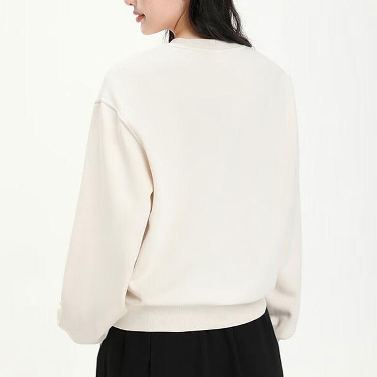 Anta Lifestyle Series Letter Круглый вырез свитера Свободный флисовый свитшот Женская толстовка Stone-White 162348706-1