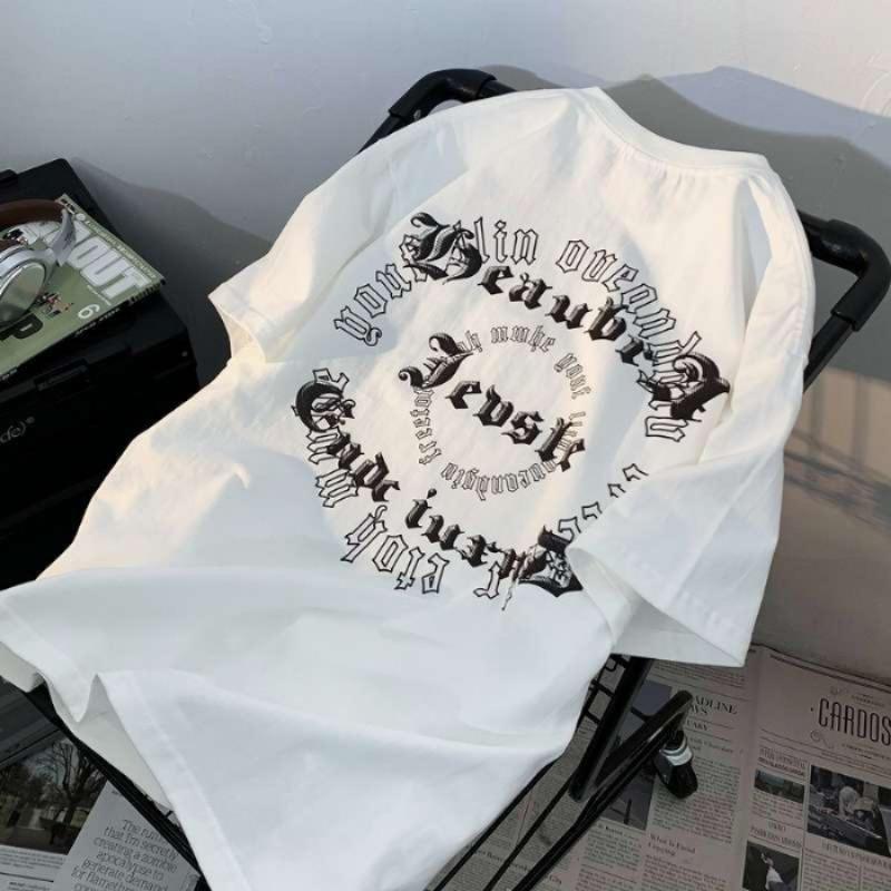 Женская модная футболка с коротким рукавом, мужская и женская, для пар, летняя свободная блузка с коротким рукавом, повседневная футболка