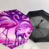 1pc Fantasy Pink Flamingo Unicorn Sky Umbrella with Plastic Handle,Suitable for All Seasons Home Travel Outdoor UmbrellaDD402