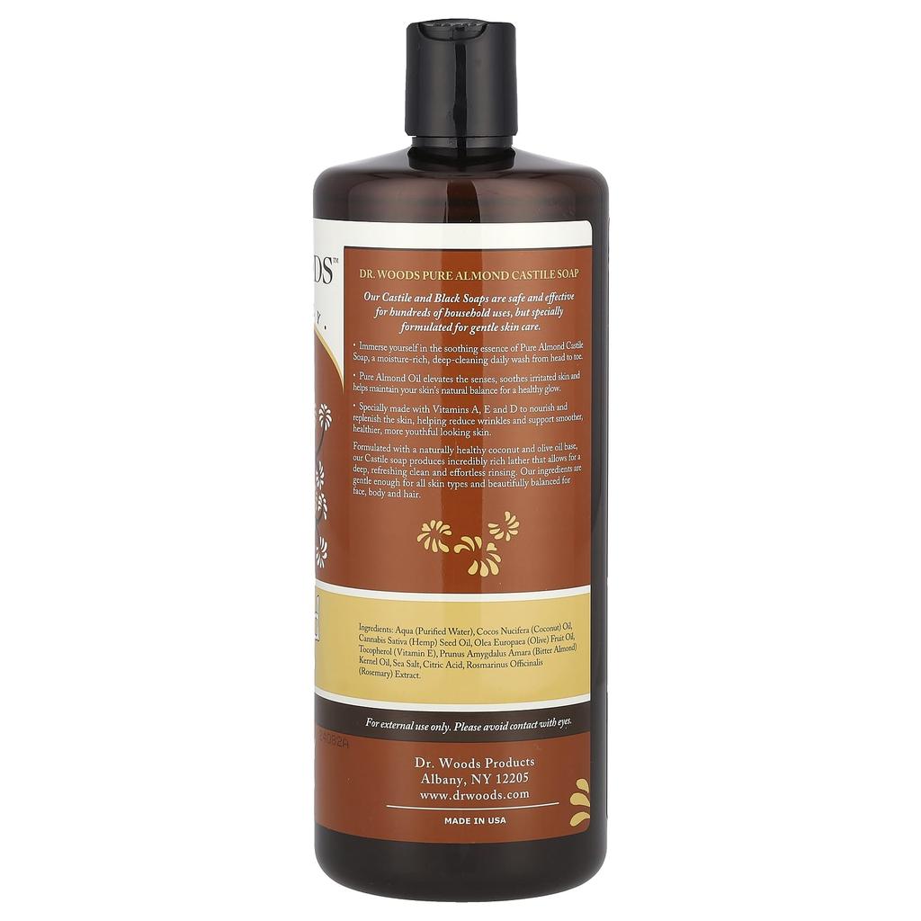 Dr. Woods Almond Castille Soap, 32 Fl Oz (946 Ml)