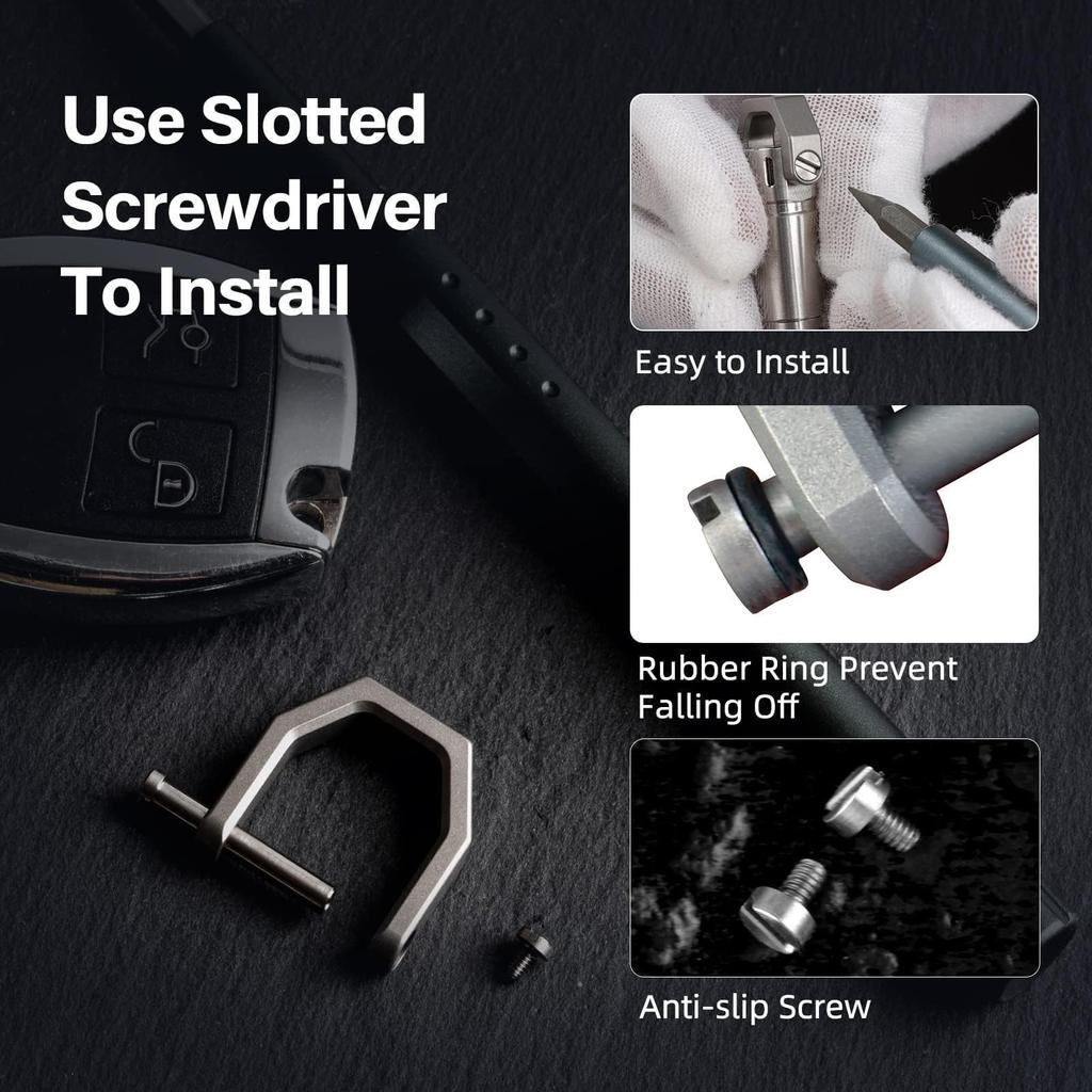 MecArmyCH2 Titanium D Type Heavy Duty Key Ring, Key Fob Holder D Ring Key Chain Car Key Wallet with Screw Shackle (S/M/L),Ch2 Blue-Medium