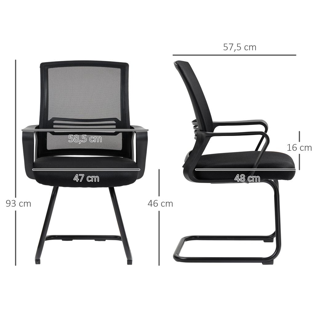Ergonomic Chair, Mesh Fabric, Foam, Metal Legs, Sled Base, Black