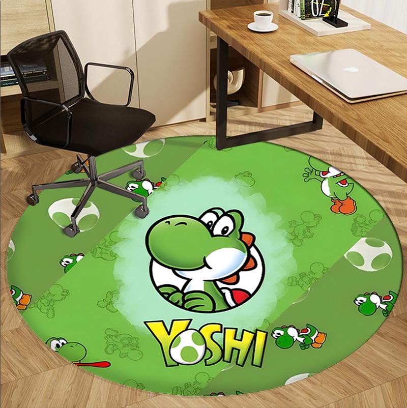 Yoshi Pattern Round Rug, Indoor/Outdoor Mat, for Picnic, Gameroom, Bedroom, Office, Living Room, Home Decor Carpet, Birthday Gift