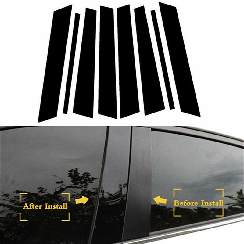 8Piece Car Window Door Column B C Pillar Post Cover Trim Replacement Parts Accessories For Bmw X5 E53 2000-2006 Black Pc Sticker