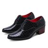 Men's High-heeled Leather Shoes Fashion Men's New Pointed Leather Shoes Trend Retro Business Shoes Small Thick Heel Wedding Shoes
