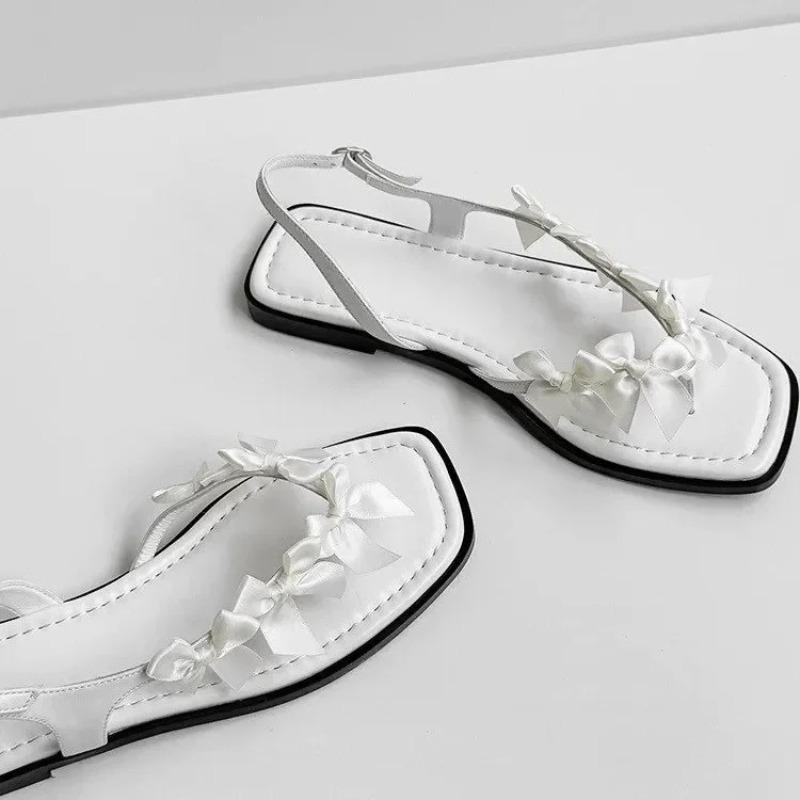 Модные балетки с бантом, женские сандалии с перемычкой для пальца, дизайнерская обувь, женские модные шлепанцы, летние новинки, элегантные повседневные шлепанцы, zapatos mujer