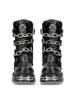New Men's Punk Motorcycle Boots Metal Thick Heel Goth Skull Buckle Mid- Calf Combat Boots Zipper Round Toe Women Western Boots