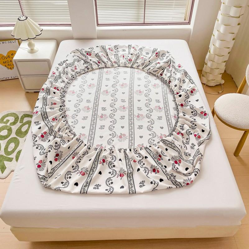 Floral Style Bedsheets Printed Fitted Sheet Breathable Mattress Protector Soft Bed Linen Home Sheets Couvre Lit (No Pillowcase)