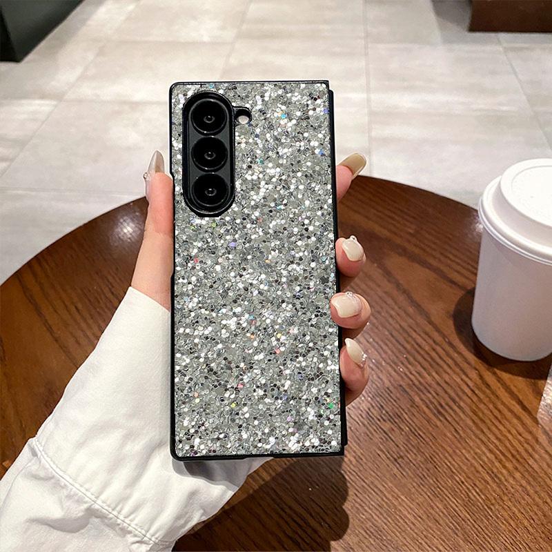 Luxurious shiny Black diamond rhinestone Glitter Phone Case For Samsung Galaxy Z Fold 7 6 5 4 3 5G Fashion Protective PC Shell