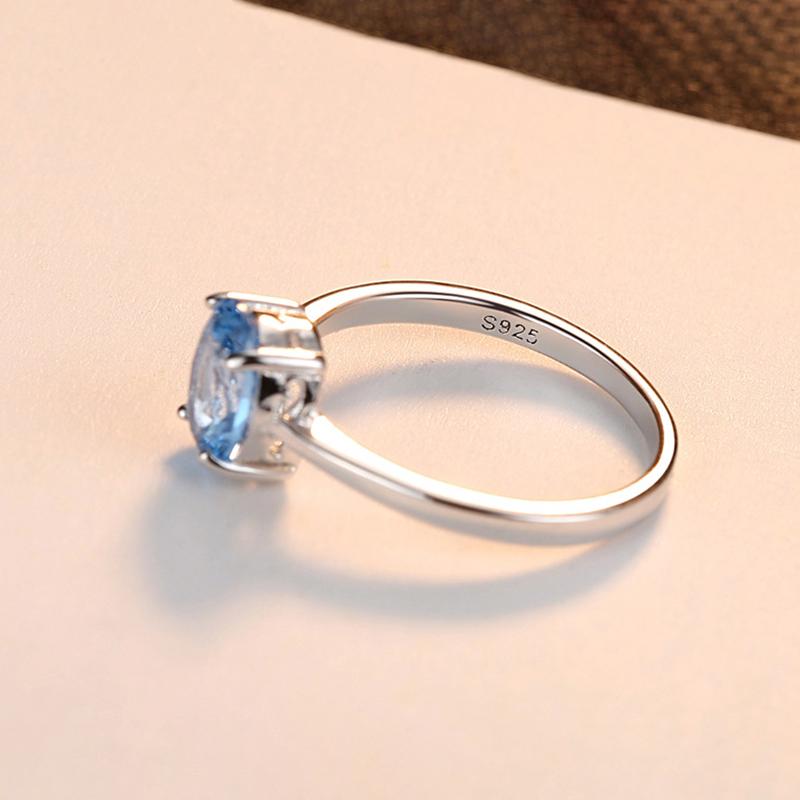 Женские кольца из стерлингового серебра S925, небесно-голубой топаз, модные ювелирные кольца
