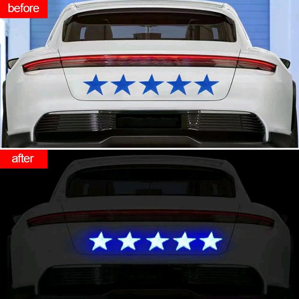 Pack of 6 Reflective Star Stickers for Vehicle Exterior Decoration Enhancing Nighttime Safety Offering High Visibility