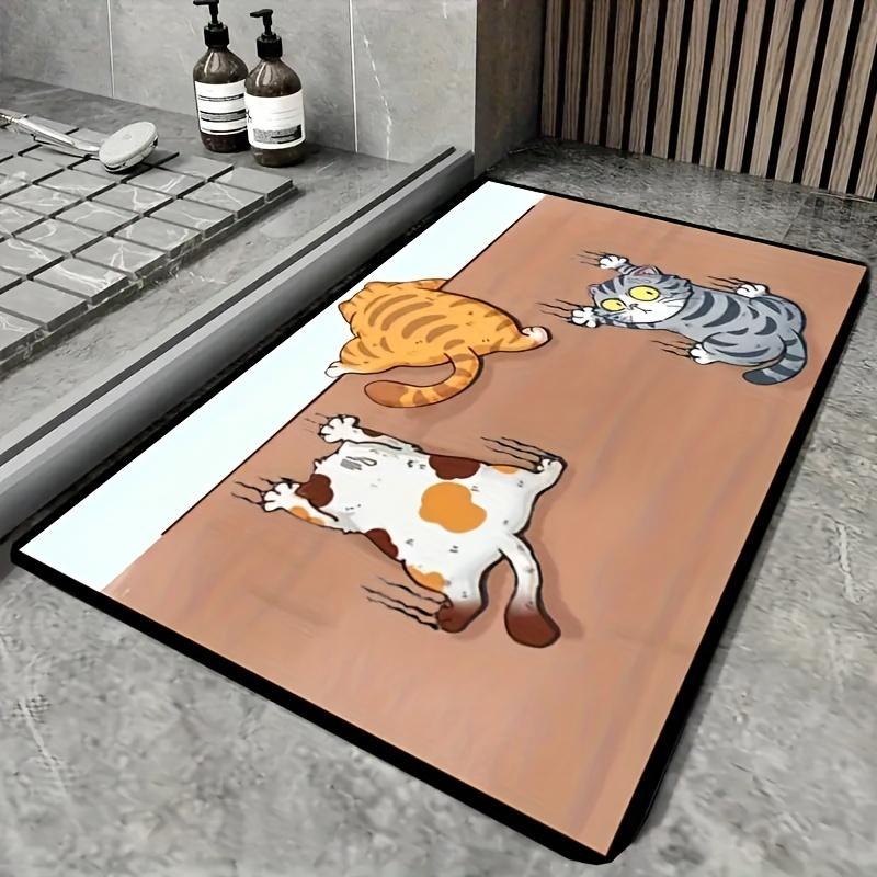 2D плошной смешной мультяшный котик-скалолаз фланелевый коврик для ванной нескользящий милый коврик для любителя домашних животных для пола в ванной комнате душевой