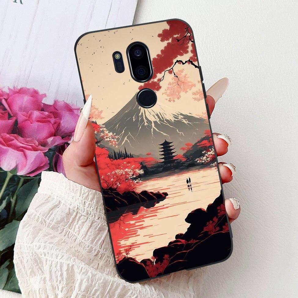 Чехол для LG G7 ThinQ Черный Силикон Милый Кот Модные Цветы Крутая Расписная Задняя Крышка Для Телефона LG G7ThinQ LMG710EM