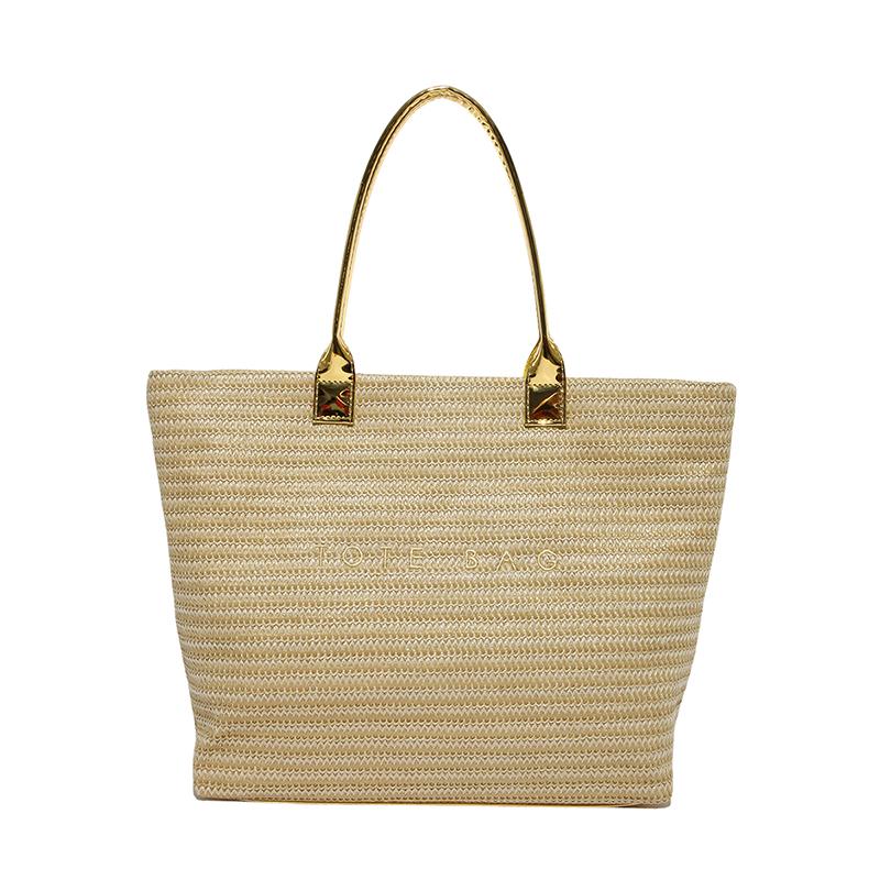 2025 Fashion Casual New PU & Straw Woven Tote Bags Solid Large Capacity Popularity Exquisite Hot Trendy Shoulder Bags for Women