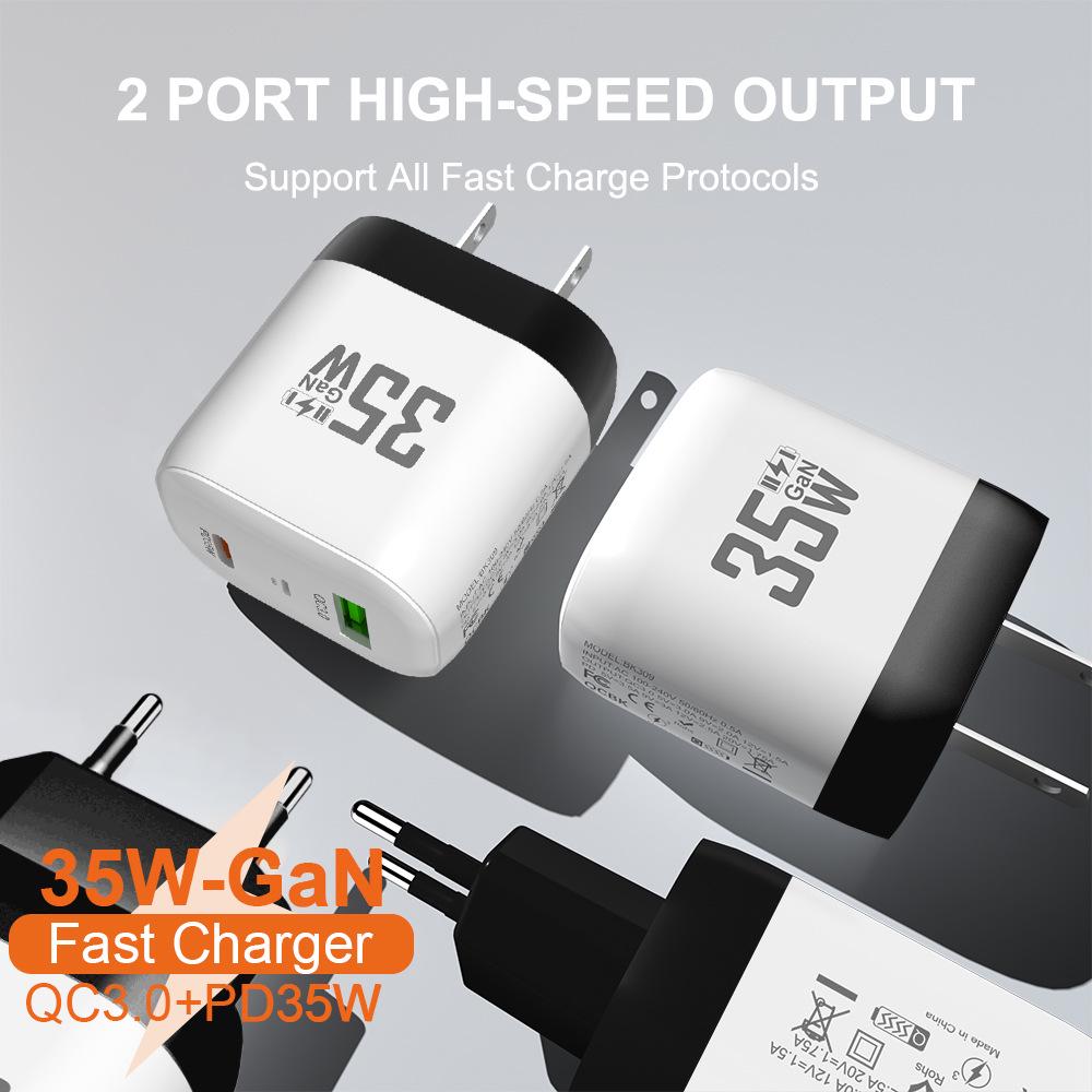 35W QC 3.0 PD Fast Charger GaN USB - EU & US Standard