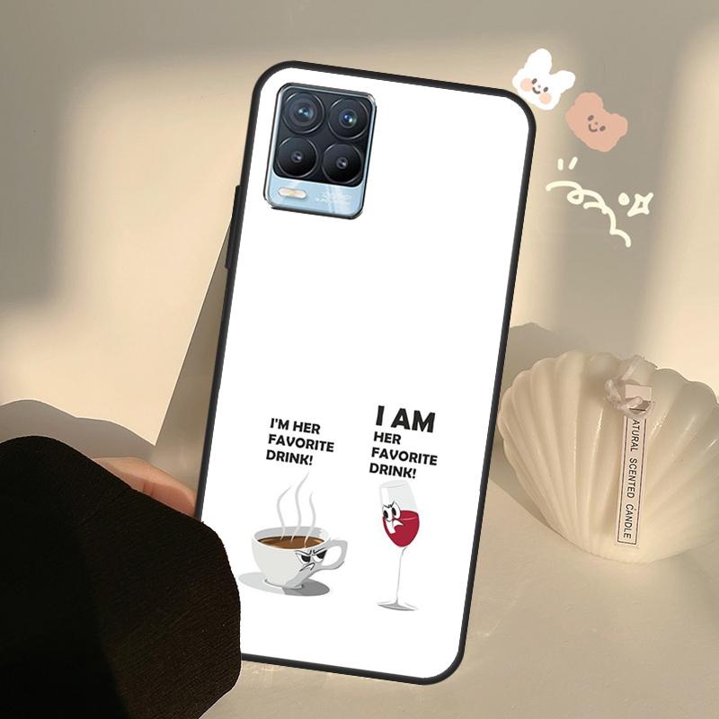 Coffee Wine Cup Case For Realme GT7 Pro GT6 C65 C67 C61 C53 C55 C51 C25 C63 C71 C75 11 12 13 14 15 Pro Plus