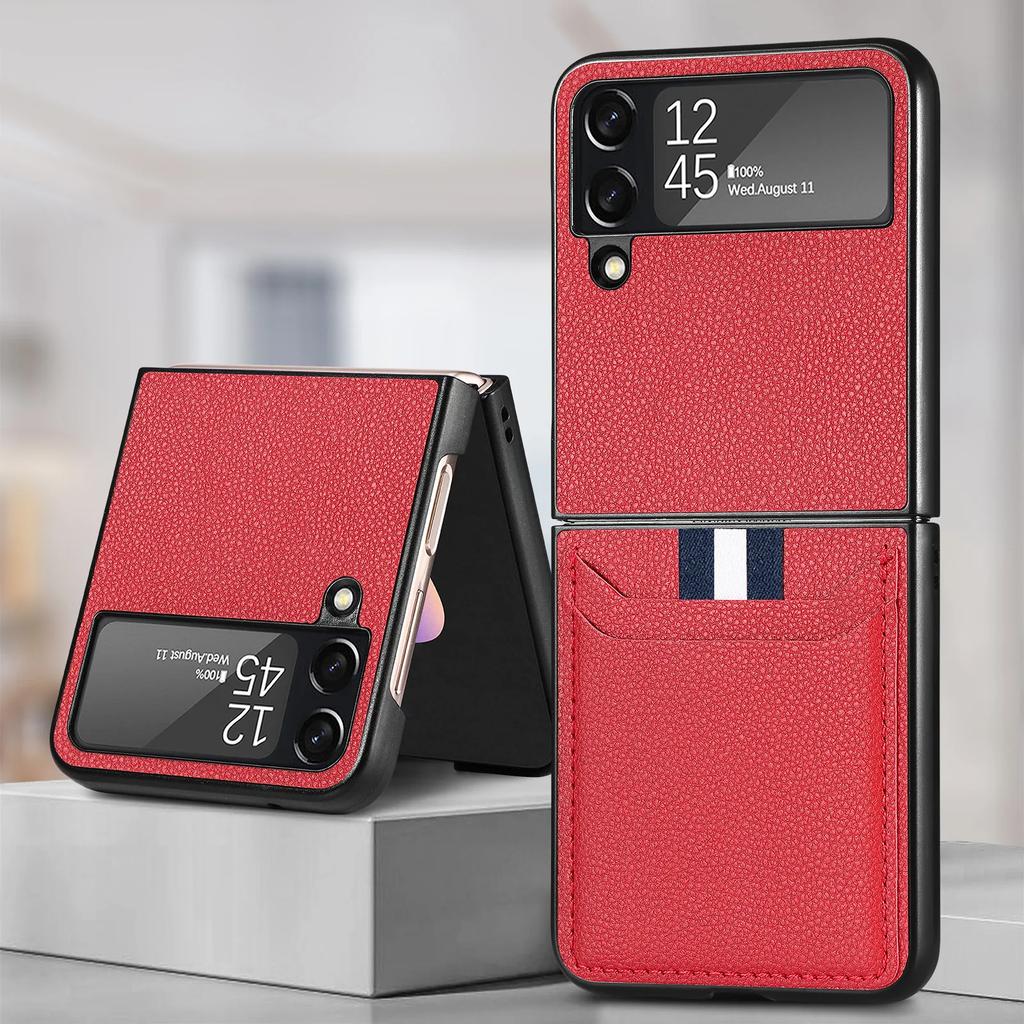 Anti-Sweat Dustproof Coque Cover for Samsung Galaxy Z Flip 4 3 5G Flip4 Flip3 Flip6 Flip5 Flip 6 5 Card Slot Case Leather Bag
