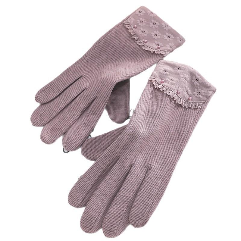 Теплые женские перчатки с узором «тысяча птиц», элегантные, для улицы, для верховой езды, холодо- и ветрозащитные, однослойные кружевные перчатки для весны и осени