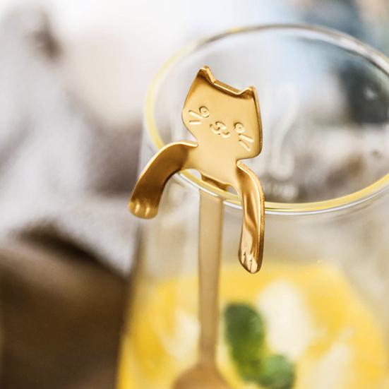 Ложка для кофе в форме кошки, чайная ложка из нержавеющей стали, подвесная чашка, чайная ложка для смешивания напитков, милая ложка для молочного коктейля в форме кошки, подарок любителю кофе