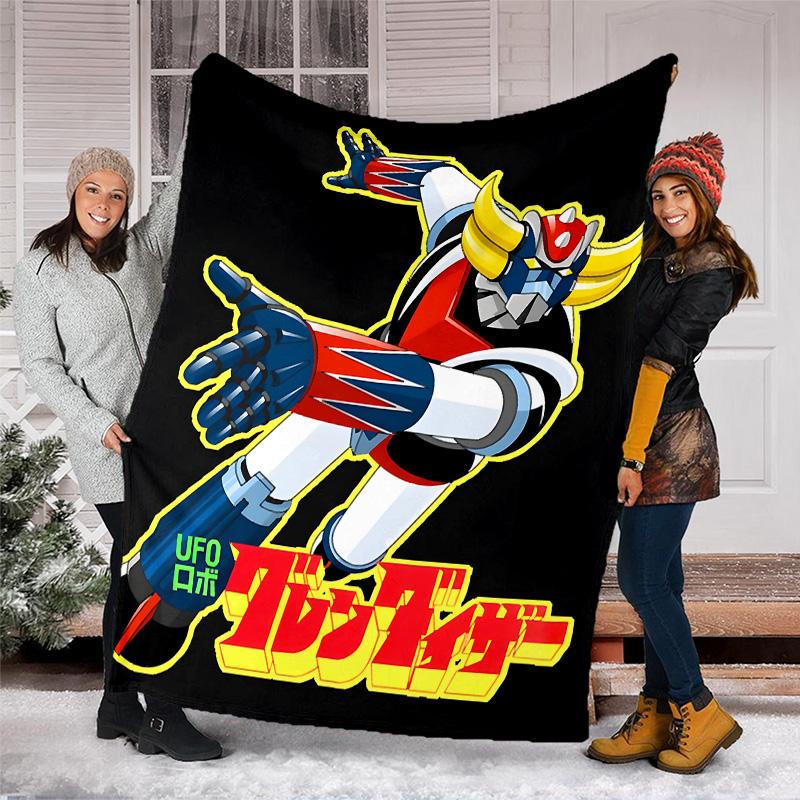 1pc UFO Robot Grendizer6 Theme Blanket - Digital Print, Polyester, Cozy for All Seasons, Perfect for Outdoor, Camping, and Travel
