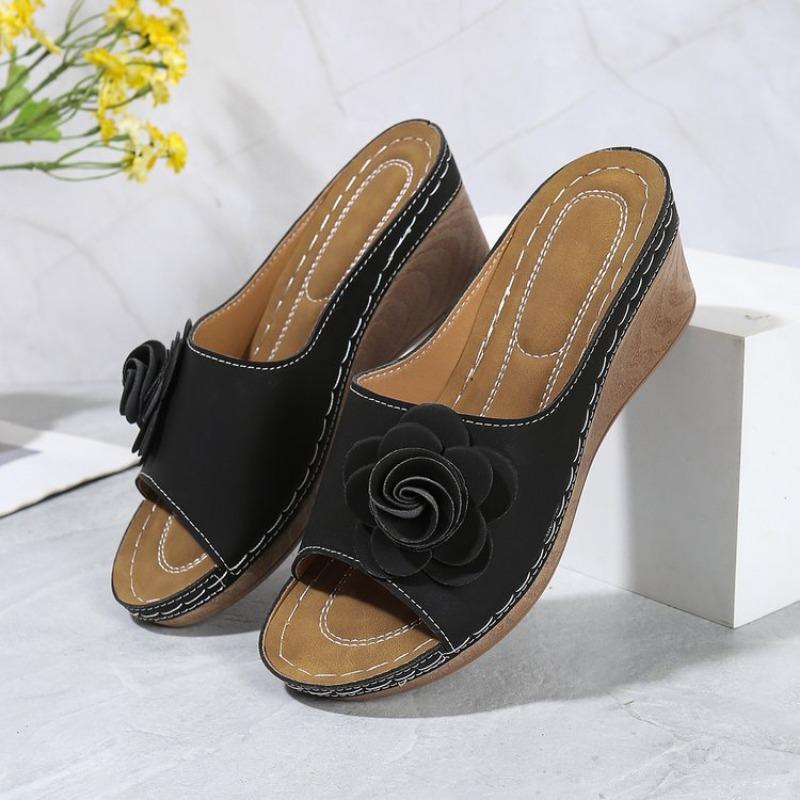 Модные летние сандалии женские туфли нескользящая обувь для ходьбы обувь слипоны женские сандалии на танкетке праздничные тапочки женская обувь