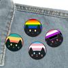 Cute Rainbow Cat Brooch Breastpin Colorful Stripe Badge Exquisite Kitty Enamel Pin  Gift