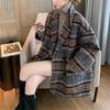 2025 Popular Korean Medium & Long Plaid Wool Coat for Women - Autumn/Winter Trend