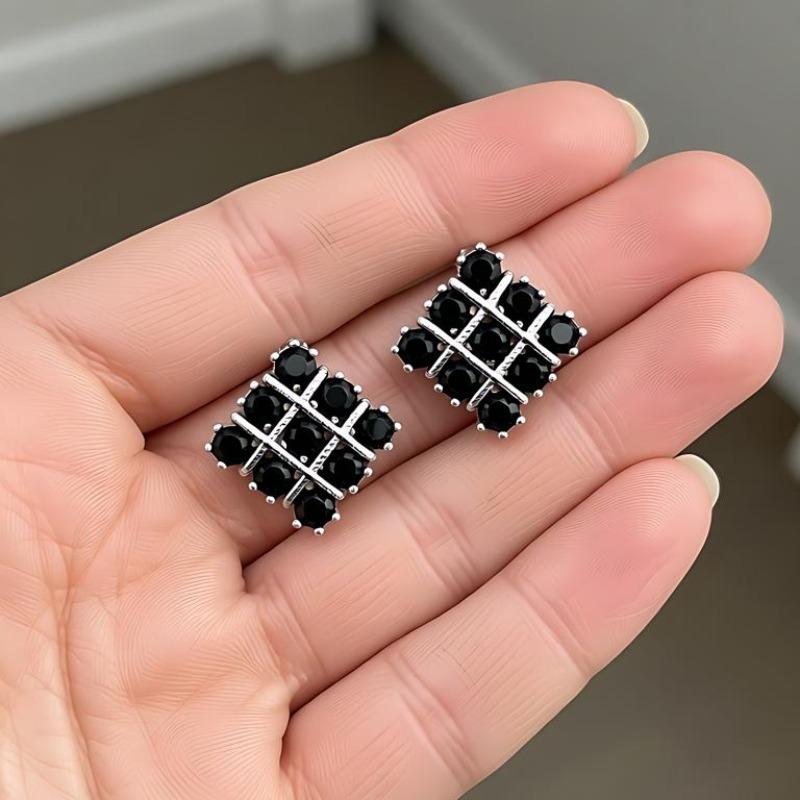 Black Awn Украшения Черные Украшения Черный Камень Серьги-кольца