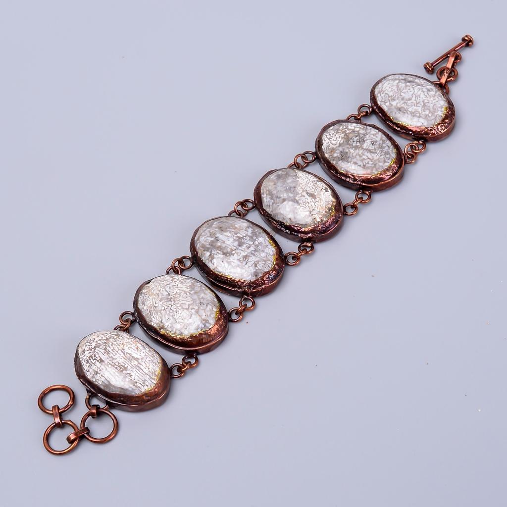 Fossil Coral Stone Electroformed Statement Unique New Bracelet Jewelry Copper V-76