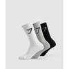 Gymshark Носки Crew Socks 3pk Белый Светло-серый Основной Мел Черный I3a3p Wb7z