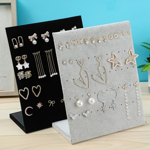 VILLFUL Earring Holder Wooden Black Simple Jewelry Display Stand for Women Desk Stud Organizer