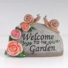 Garden Statue Solar Light Resin Outdoor Snail Welcome Figurine Eco-Friendly Flower Shape