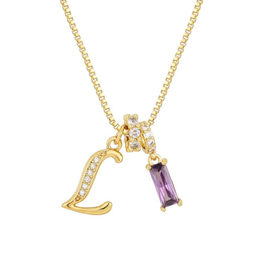 Adjustable Letter Jewelry Hypoallergenic Shiny Zircon Embedded Geometric Pendant Necklace Geometric Design Dopamine Style