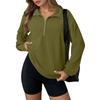 Women's Fashion Solid Color Zipper Lapel Solid Color Casual Sweatshirt Loose