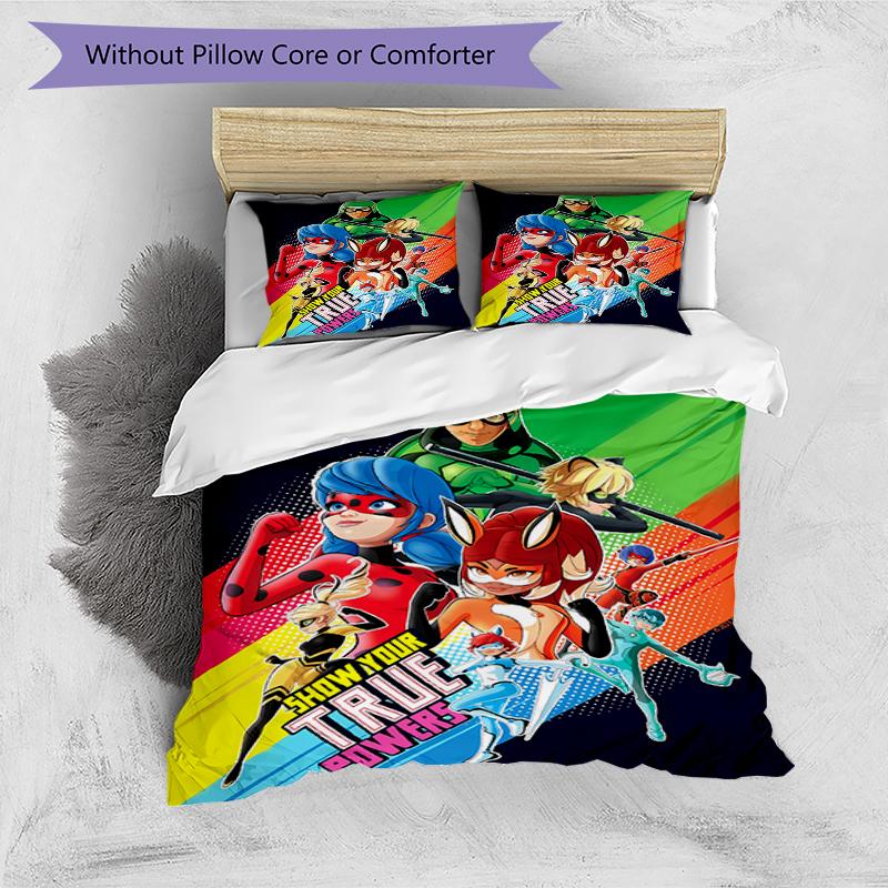 Superhero Squad Design Bed Bedding Set 1 Duvet Cover + 2 Pillowcases Soft Breathable Household Bed Linens