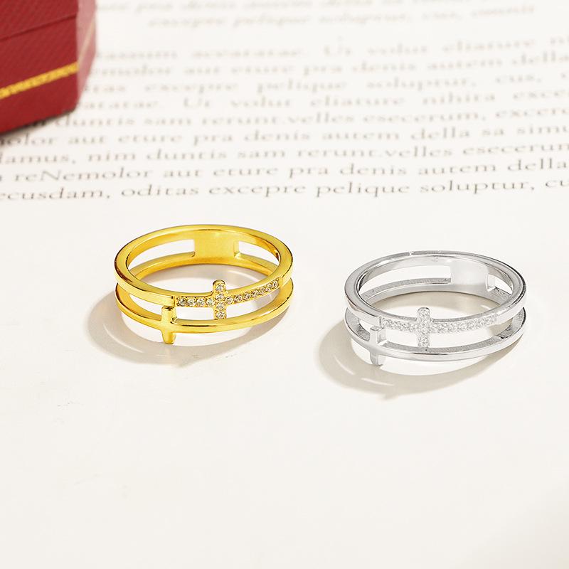 Кольцо с двойным перекрещенным ромбом - Минималистичные украшения из титановой стали для мужчин и женщин, вдохновленные Японией и Южной Кореей