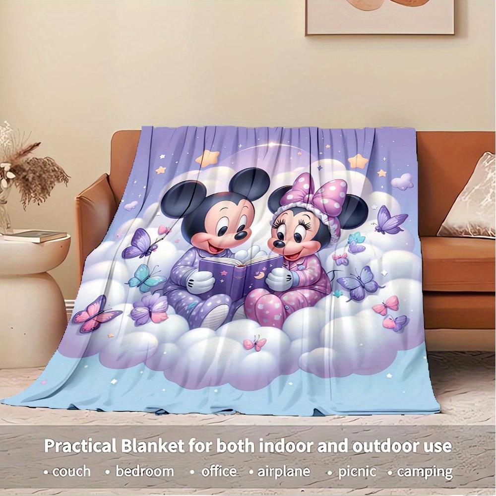 1pc Flannel Bedding Throw Blanket - Cute Mickey Mouse and Minnie Mouse Reading Book Design, Perfect