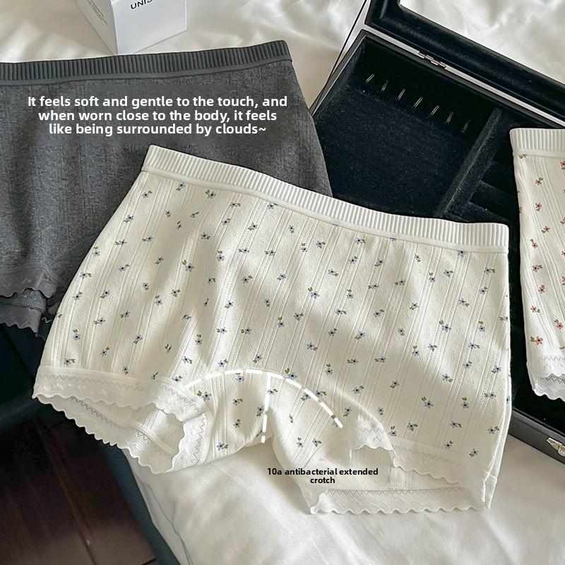 Женское Весенне-Осеннее Цветочное Белье из Чистого Хлопка, Дышащее, Без Следов, Не Закатывается, Защита от Света, Плоский Угол