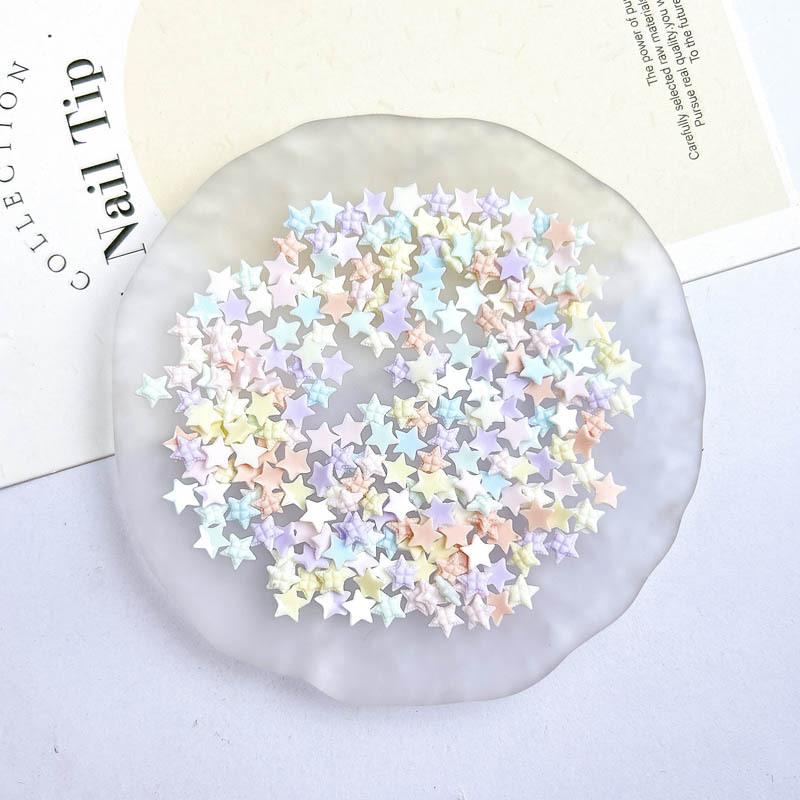 Plaid Resin Heart and Star Nail Art Decorations Flat Colorful Girl Nail Accessories DIY Accessories