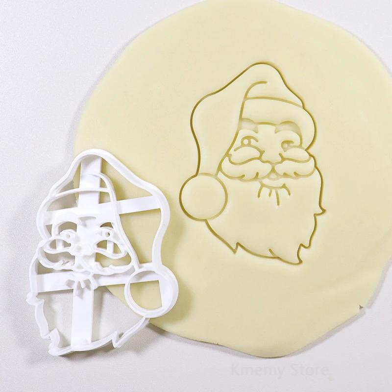 Merry Christmas Cookie Embosser Mold Cartoon 3D Santa Claus Snowman Crystal Ball Fondant Stamp Cake Decorating Tools for Baking