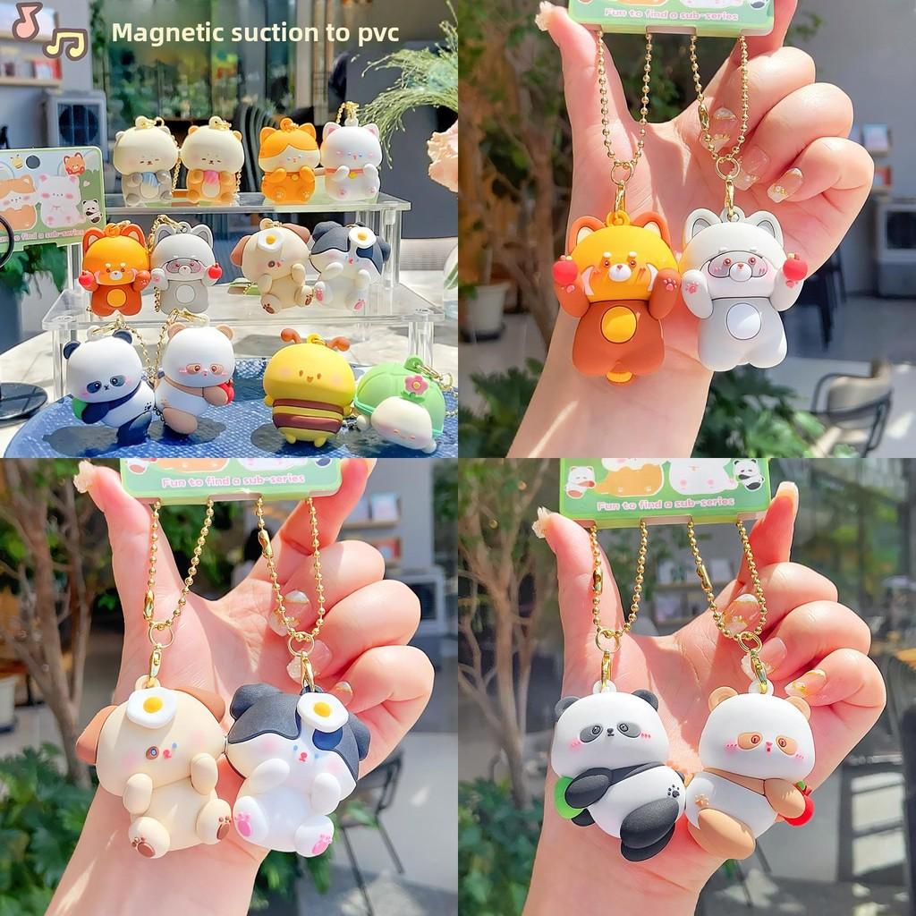Смоляной брелок мультяшный с магнитными персонажами панды и енота для детей и подростков