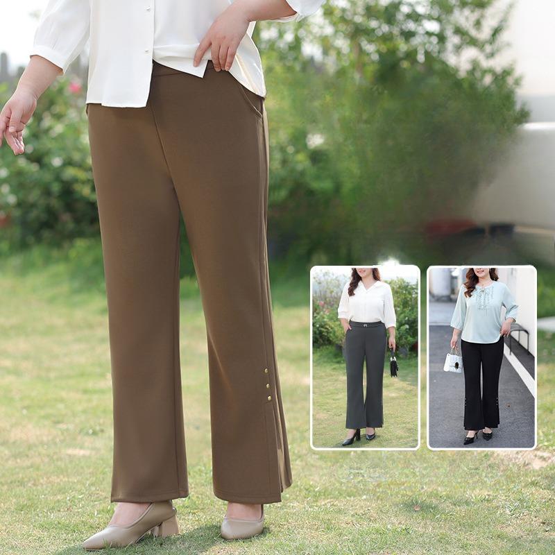 Летние расклешенные брюки Детский стиль Женские брюки больших размеров Маленькие повседневные брюки-капри с разрезом и бисером