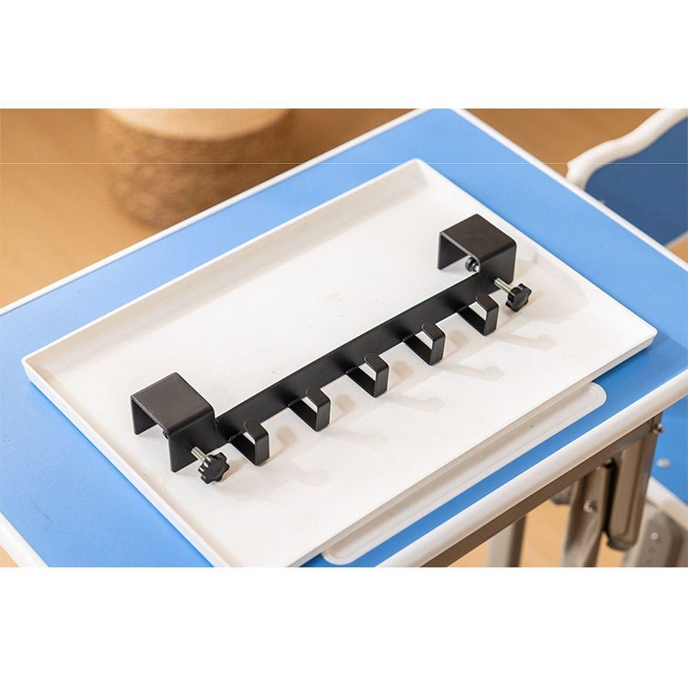 Adjustable Desk Edge Backpack Holder 5 Hooks Hanging Handbag Shelf Home Organizer