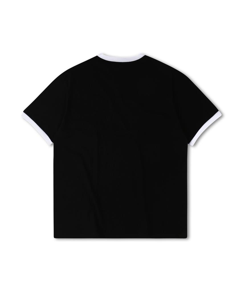 DOLPHIN WAVE APPAREL [Набор] Футболка с коротким рукавом и контрастной отделкой, с объемным принтом дельфина и большим логотипом, черная и Шорты с одной складкой, с логотипом-аркой, черные
