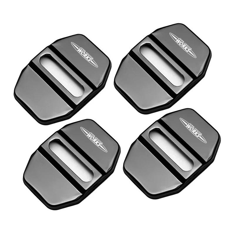 Stainless Steel 4Pcs Car Styling Door Lock Buckle Protector Cover For edc3 One Cooper JCW Countryman Clubman Cabrio Paceman Coup 3edc