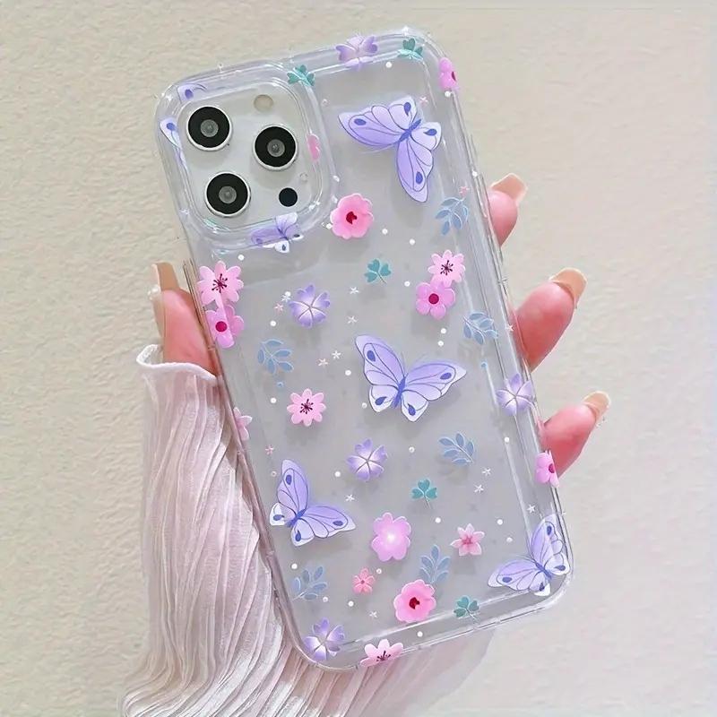 Прозрачный чехол для телефона с цветочным принтом для iPhone 17 16 15 14 13 12 11 Mini Pro Max X XR 8 7 Plus SE 2, мягкая задняя крышка