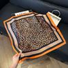 Simulated silk women's small square scarf, Korean cashew nut leopard print small silk scarf, headscarf, four-season scarf, professional scarf.